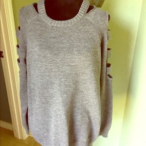 Grey cold shoulder sweater